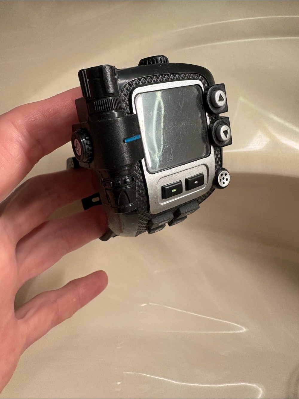 Retro Black Toy Wrist Communicator with Silver Screen spy watch 2001 vintage